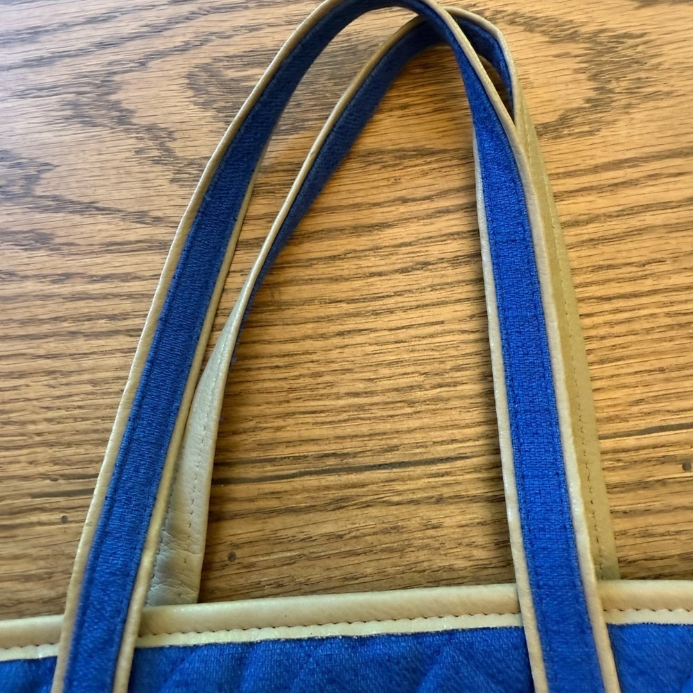 Longaberger Blue and Tan Tote with Nautical Stripes - Picture 4 of 7
